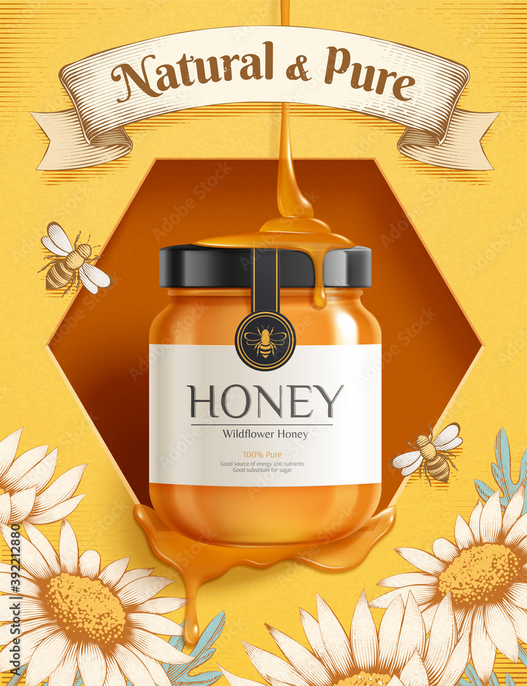 Engraving honey ad template