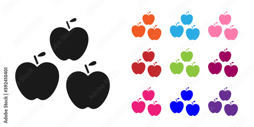黑苹果图标隔离在白底上。带叶子的水果符号。将图标设置为彩色。矢量Il