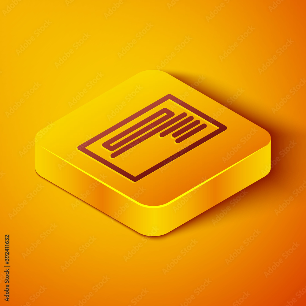 等距线访问卡，橙色背景上隔离的名片图标。企业标识t