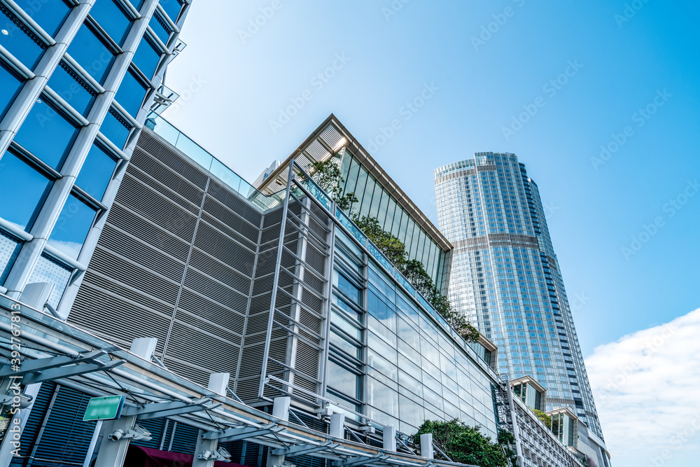 香港街景与摩天大楼玻璃