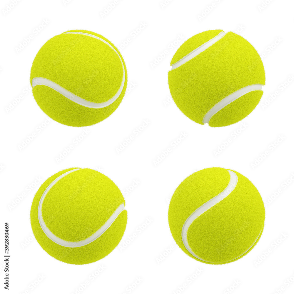 网球在白色上隔离-三维渲染
