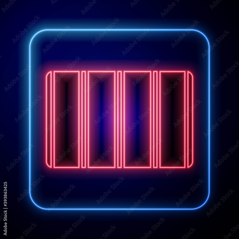 Glowing neon Color palette guide icon isolated on blue background. Modular grid. Vector.