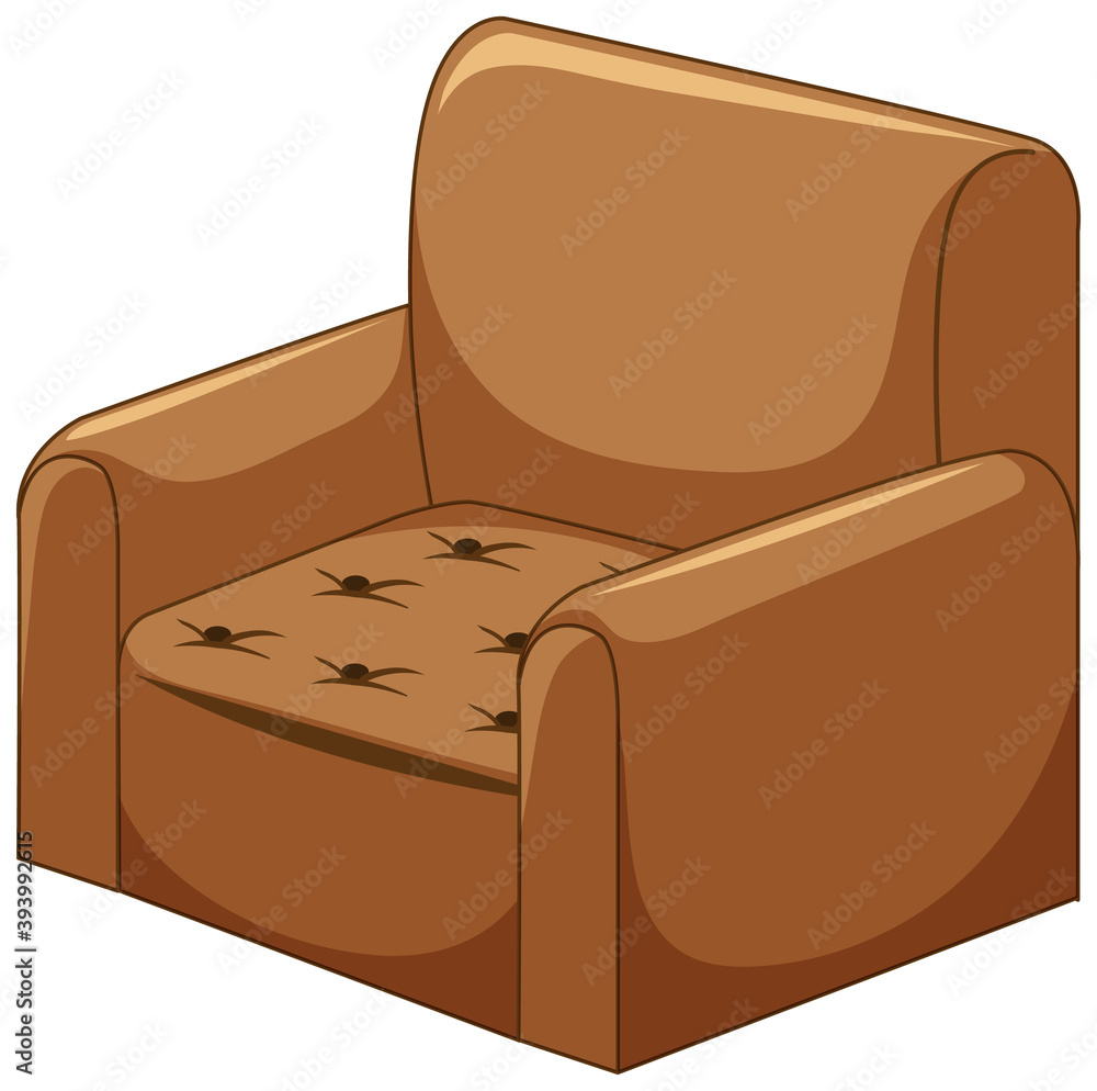 白色背景下隔离的棕色沙发家具