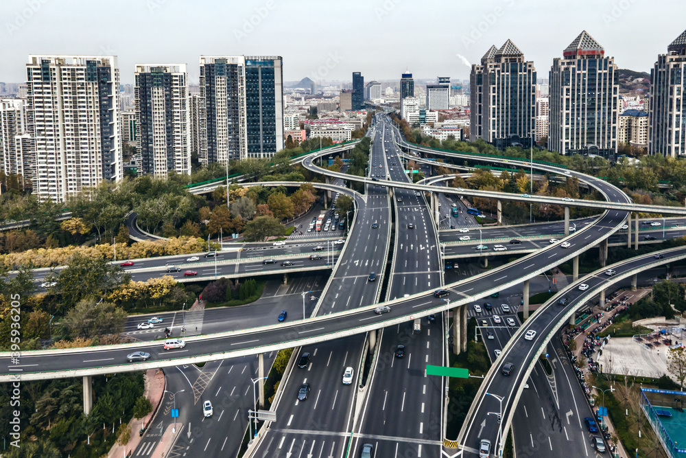中国现代城市的空中摄影立交桥