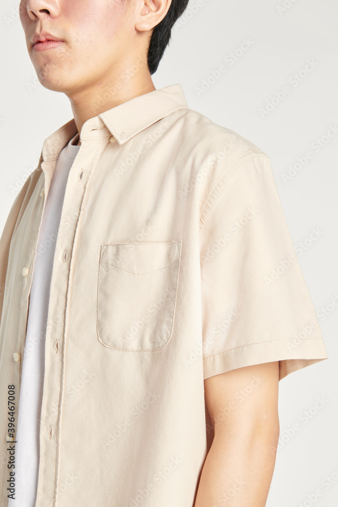 Man in a beige shirt mockup