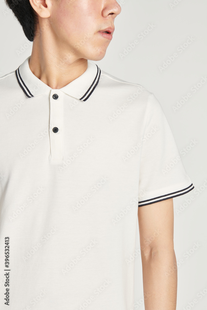 Men's collared shirt mockup in white