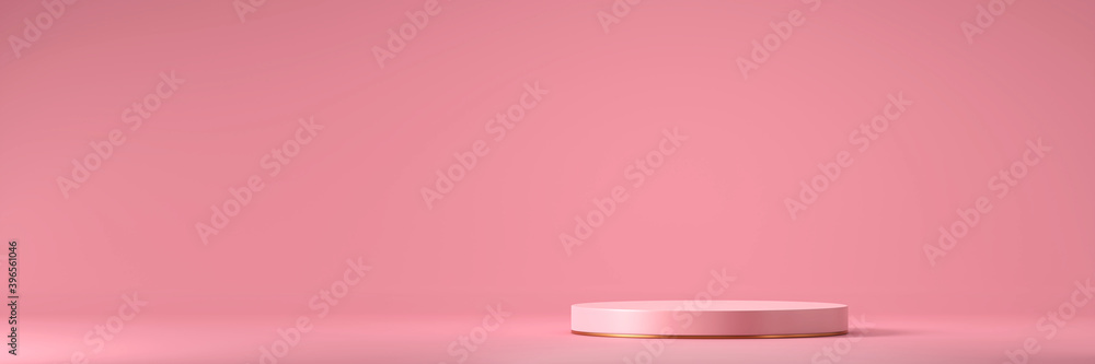 用于广告3d渲染的粉红色产品展示台