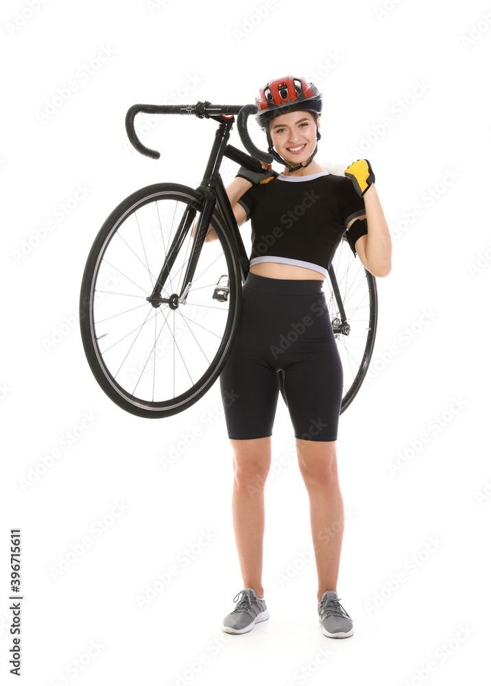 白底自行车女自行车手