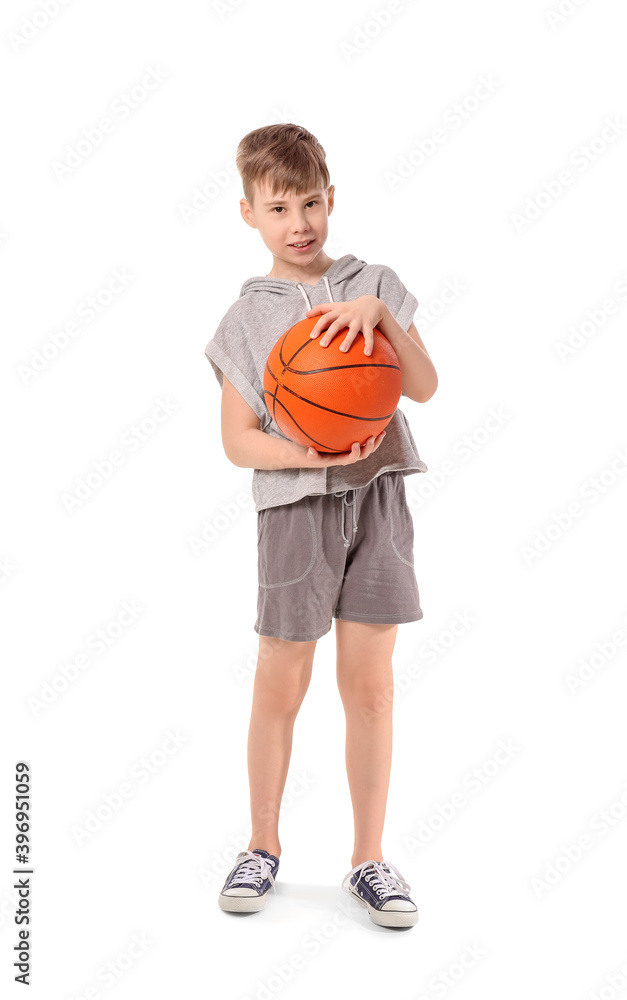 白底篮球可爱男孩