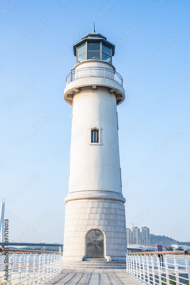 中国广州南沙珍珠湾灵山岛新渔人码头灯塔