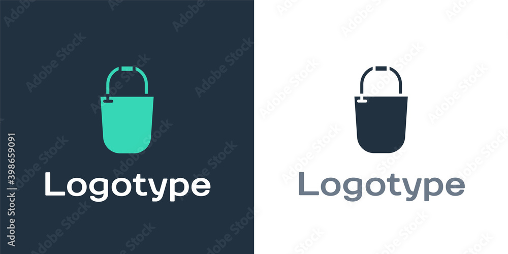 Logotype Bucket图标隔离在白色背景上。徽标设计模板元素。矢量。