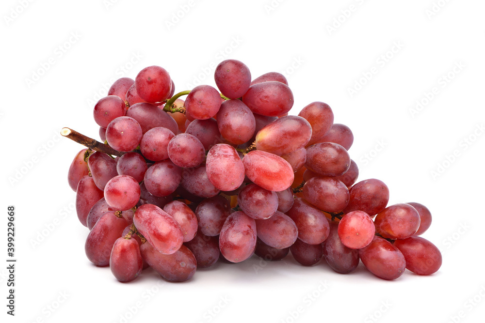 一大串分离在白色背景上的红葡萄。