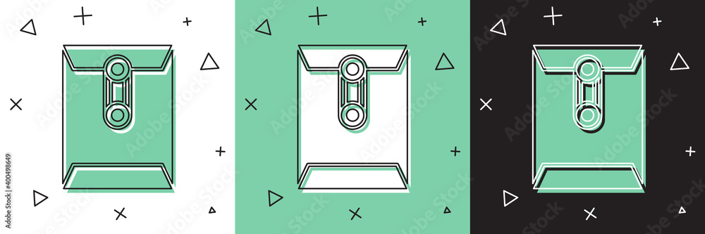 将信封图标设置为白色、绿色、黑色背景。电子邮件字母符号。Vecto