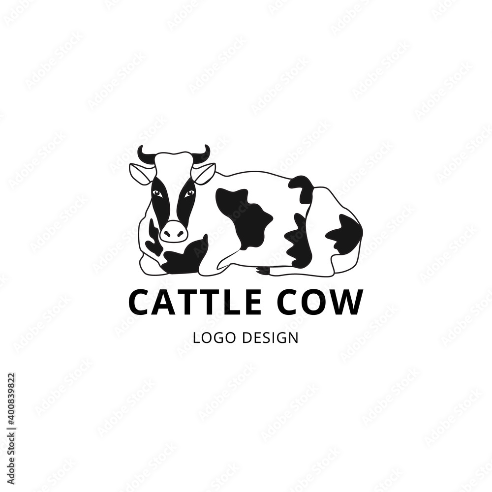农场奶牛场或屠宰场的牛-牛标志设计分离。