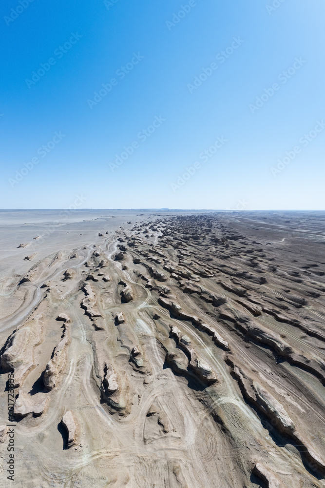 aerial view of wind erosion physiognomy landscape