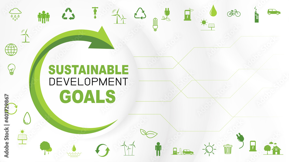 可持续发展目标概念的可持续和绿色商业模板背景