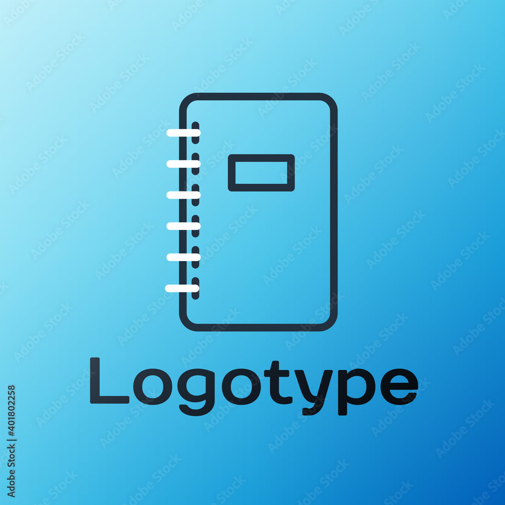 Line Notebook icon isolated on blue background. Spiral notepad icon. School notebook. Writing pad. D