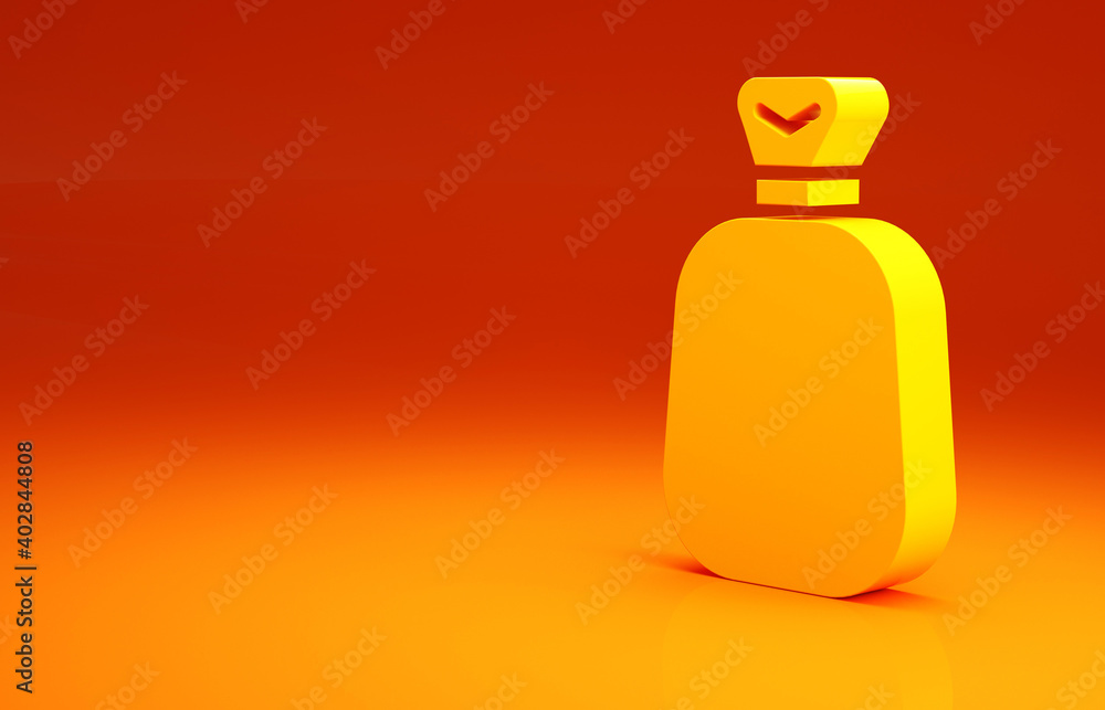 橙色背景上隔离的黄色全袋图标。极简主义概念。3d插图3d渲染。