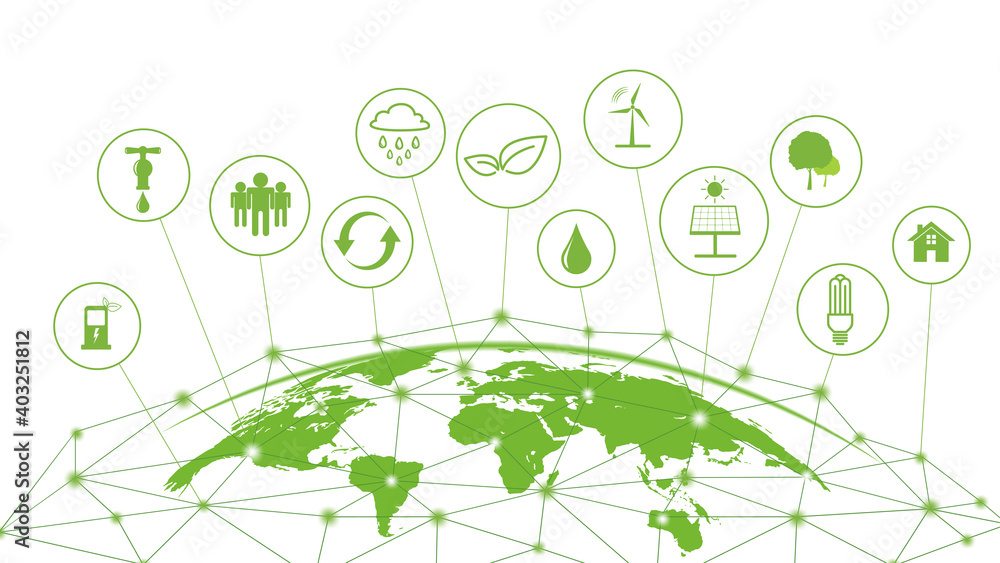 全球可持续发展网络概念，矢量插图