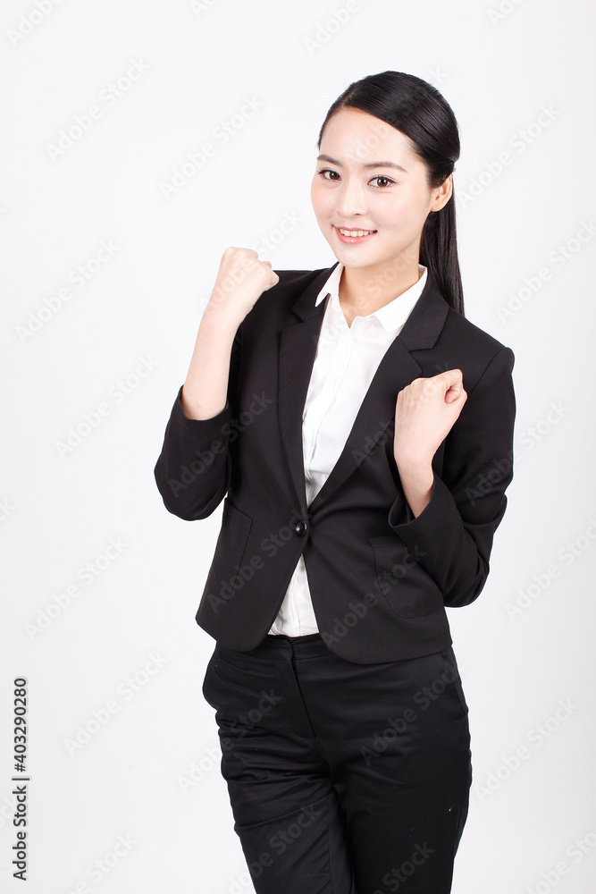 A young business woman in a suit
