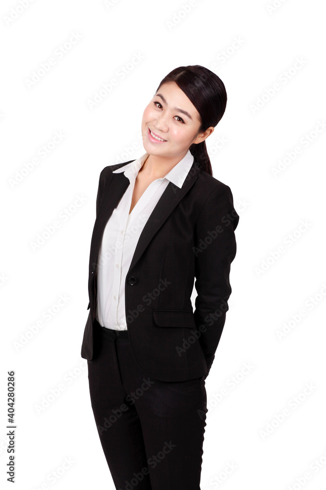 一位快乐的年轻商业女性的画像