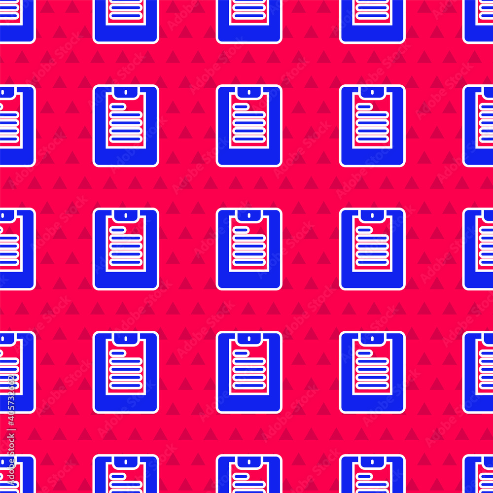 Blue Server, Data report icon isolated seamless pattern on red background. Vector.