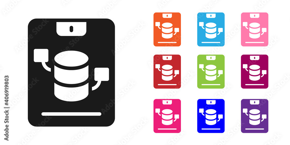 Black Server, Data, Web Hosting icon isolated on white background. Set icons colorful. Vector.