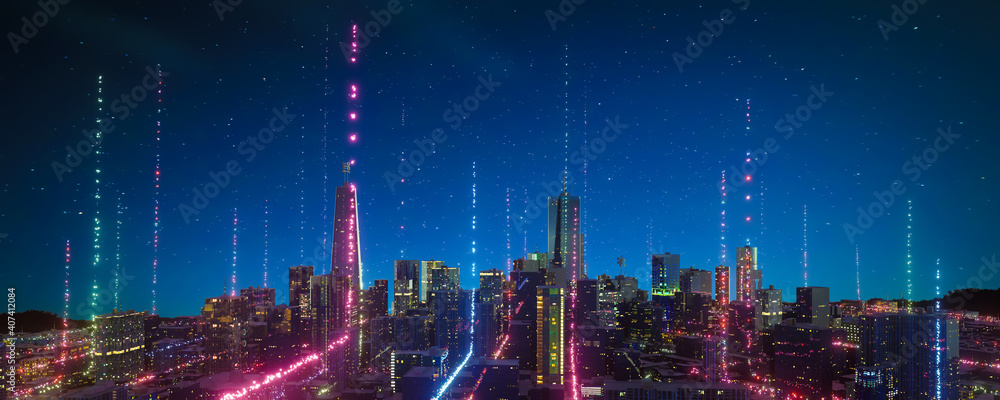 粒子发光连接设计的智慧城市