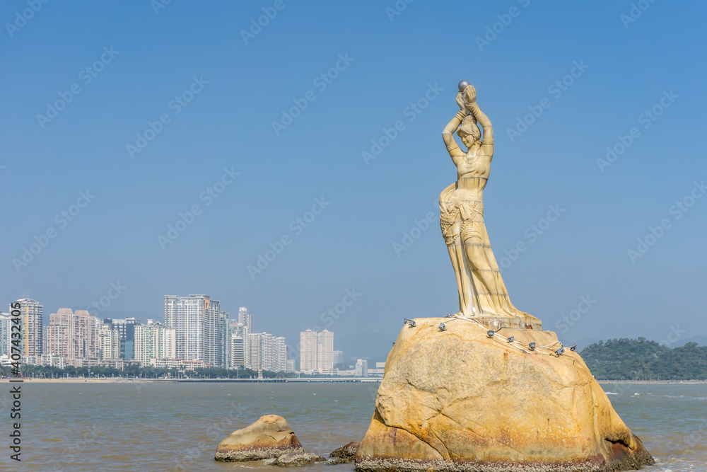 珠海海岸线渔女雕塑景观