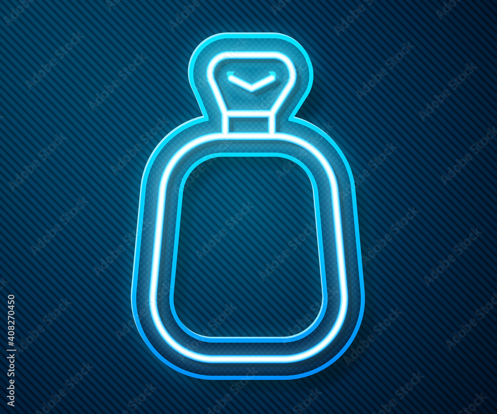 Glowing neon line Full sack icon isolated on blue background. Vector.
