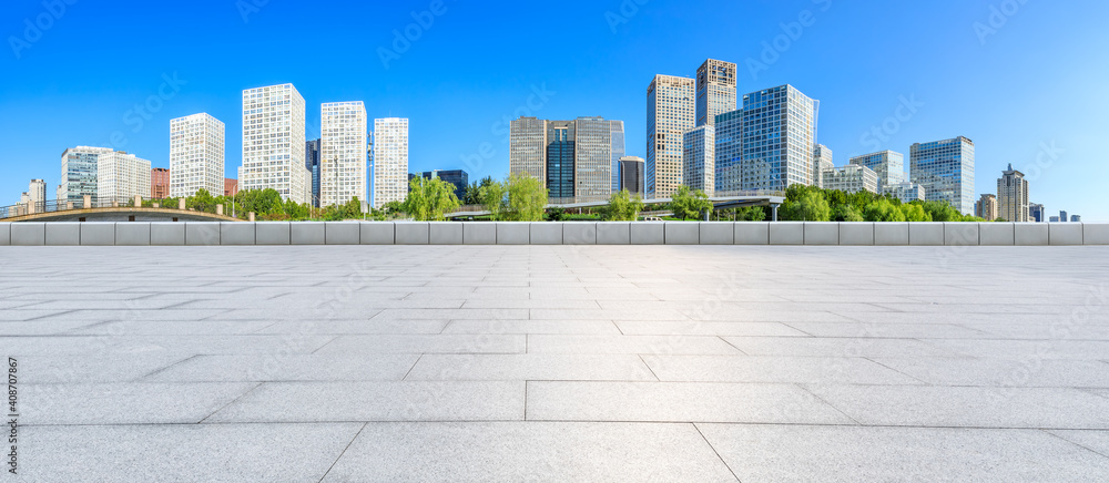 中国北京的空平方楼和现代城市商业建筑。