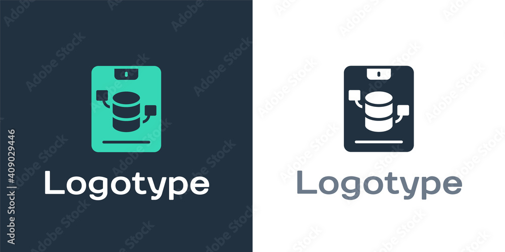 Logotype服务器、数据、Web宿主图标隔离在白色背景上。徽标设计模板元素。