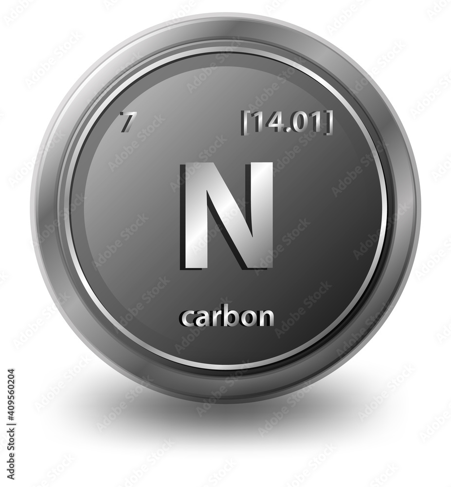 碳化学元素。带有原子序数和原子质量的化学符号。