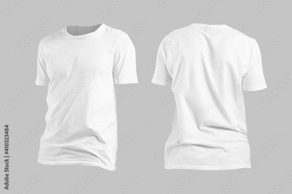 Collage of white male t-shirt on grey background