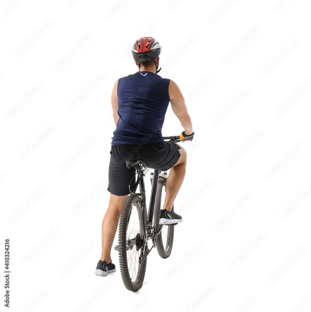 白底骑自行车的男自行车手