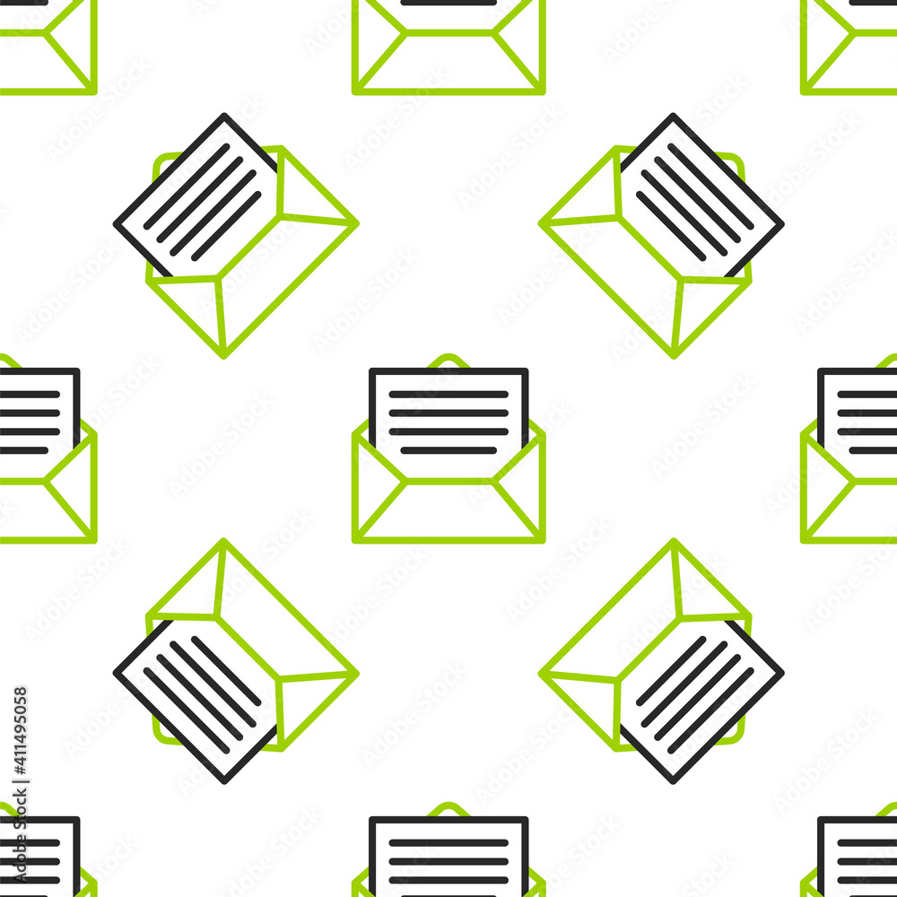 Line Envelope icon isolated seamless pattern on white background. Email message letter symbol. Vecto