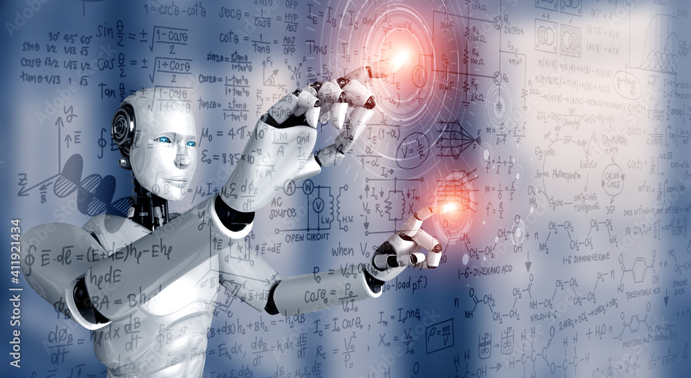 利用人工智能实现数学公式和科学方程的AI人形机器人触摸屏