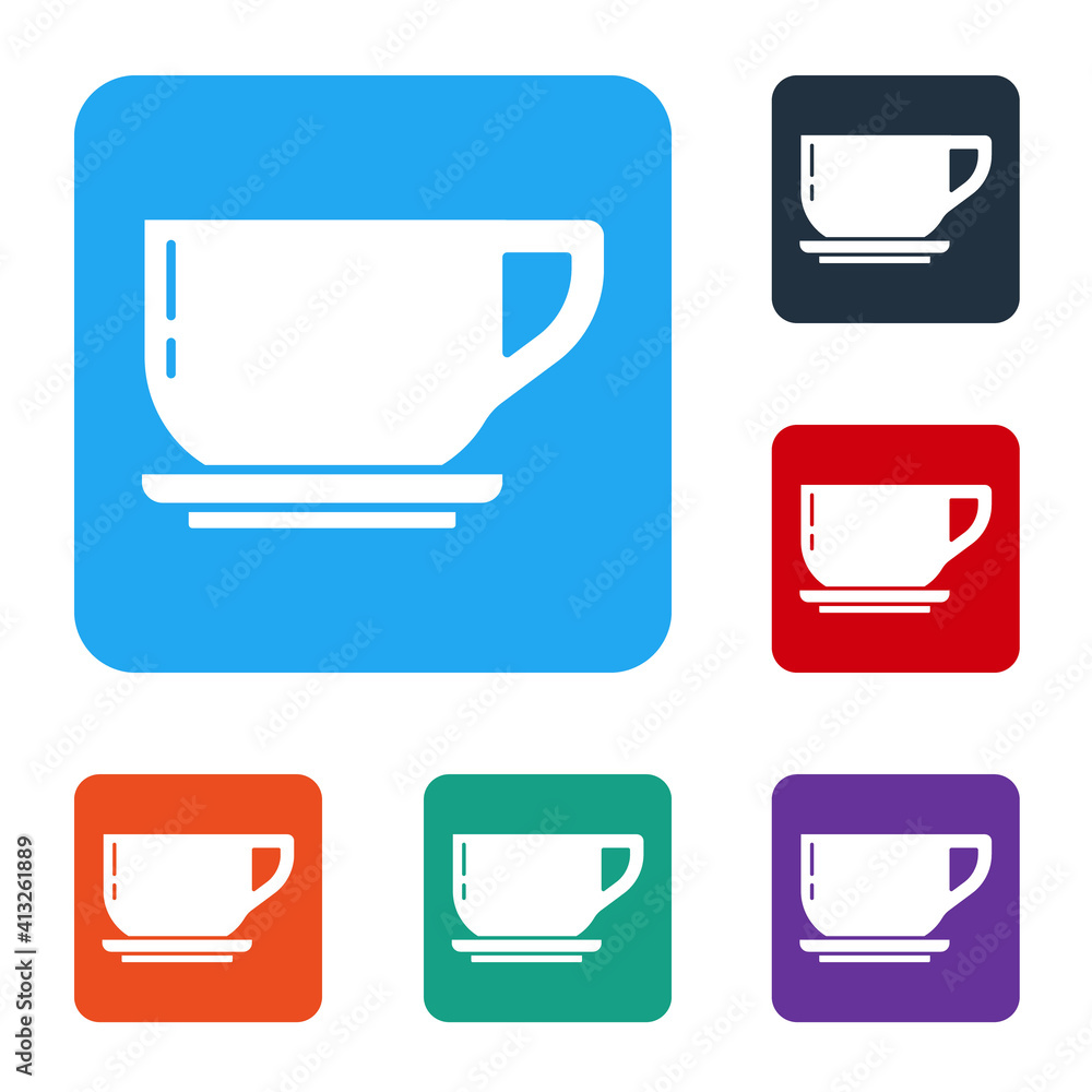 白色咖啡杯图标隔离在白色背景上。茶杯。热饮咖啡。设置颜色为sq的图标
