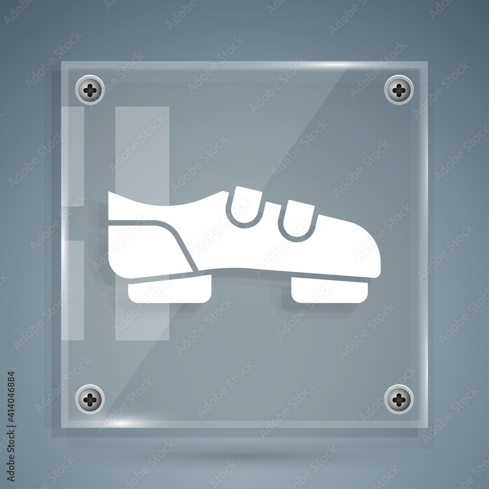 White Triathlon cycling shoes icon isolated on grey background. Sport shoes, bicycle shoes. Square g