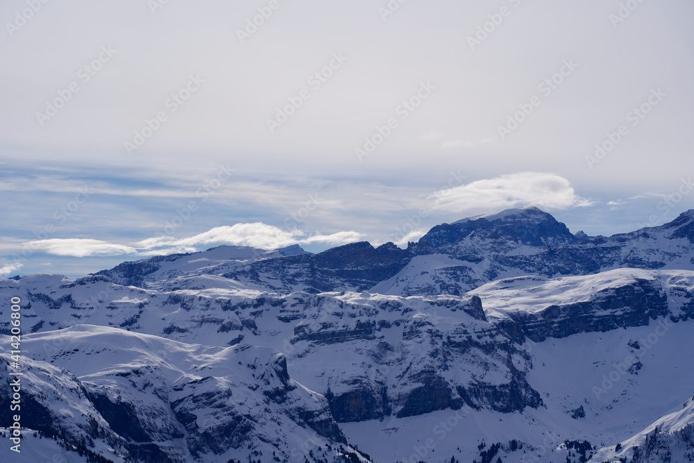 瑞士滑雪胜地Hoch Ybrig的全景景观。
