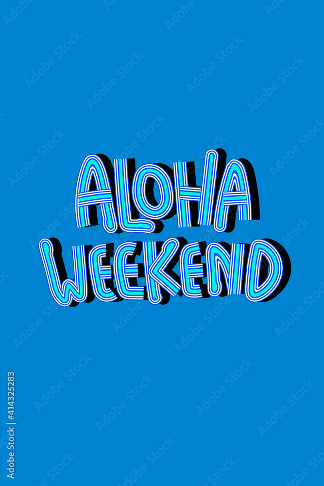 Vector Aloha Weekend蓝色阴影草书字体