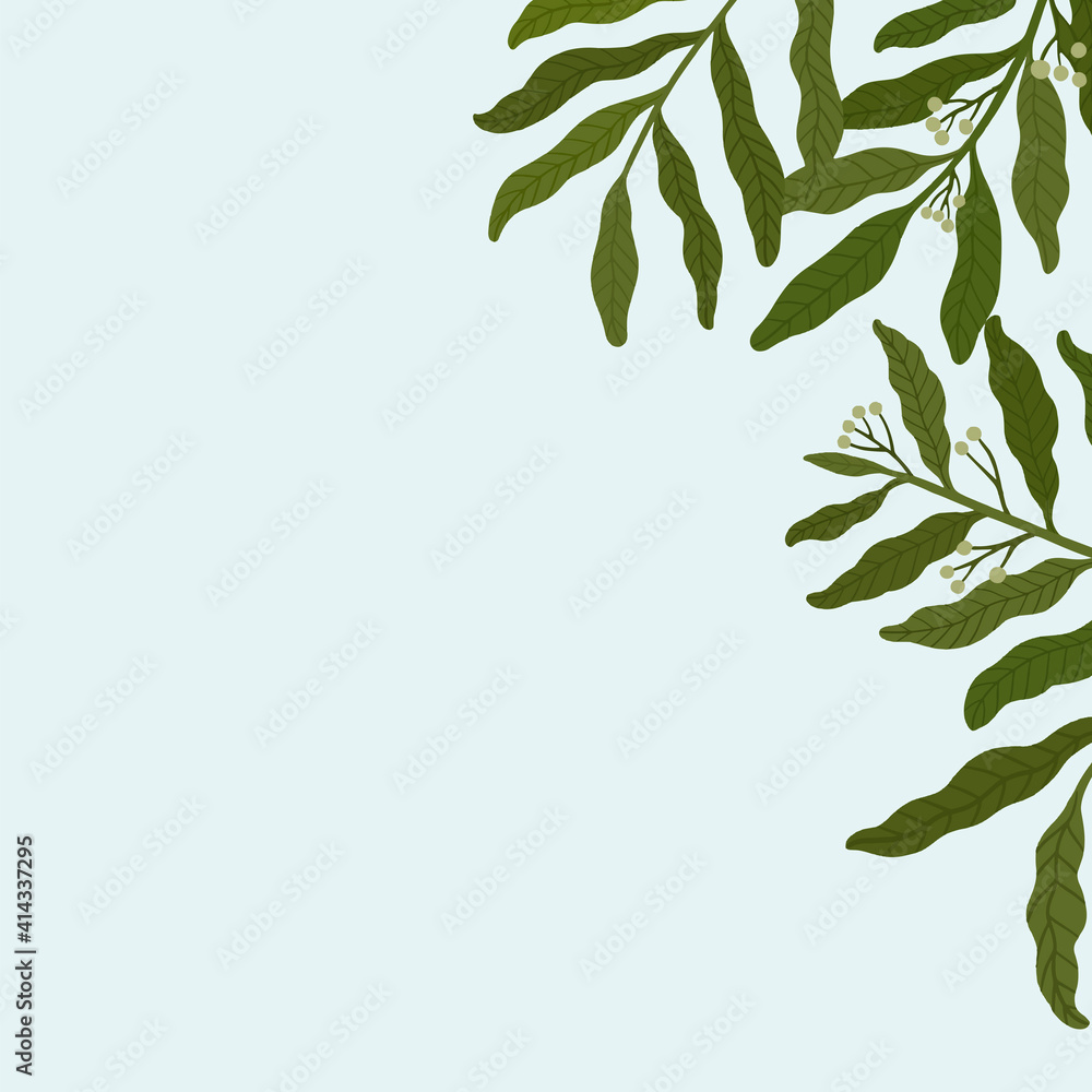 Botanical leafy copy space social ads template vector