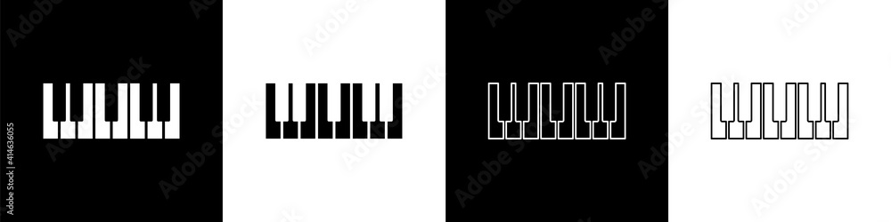 将音乐合成器图标隔离在黑白背景上。电子钢琴。矢量。