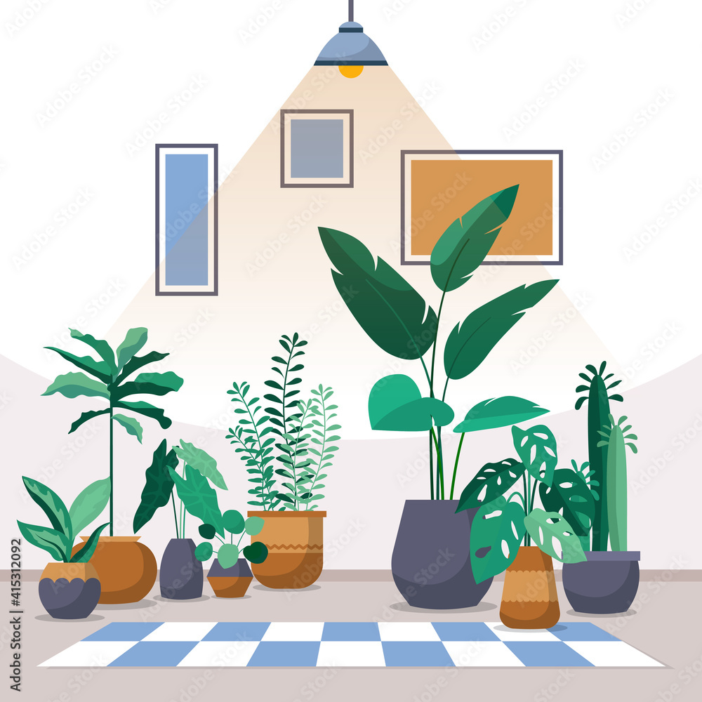 热带家庭植物绿色装饰植物室内室内插图