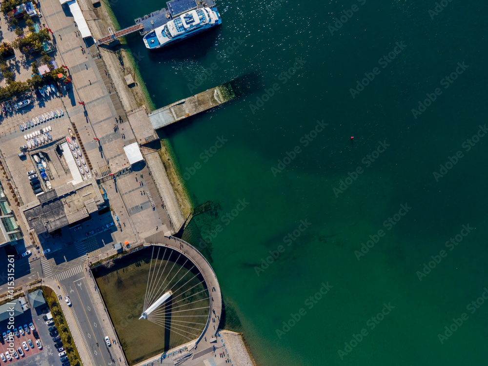 Outdoor aerial photography coastline pier