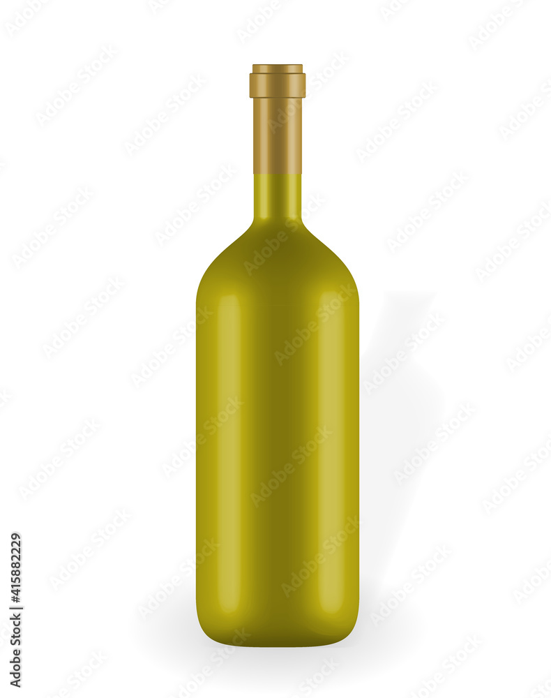 彩色自然主义无标签封闭3D酒瓶。矢量插图