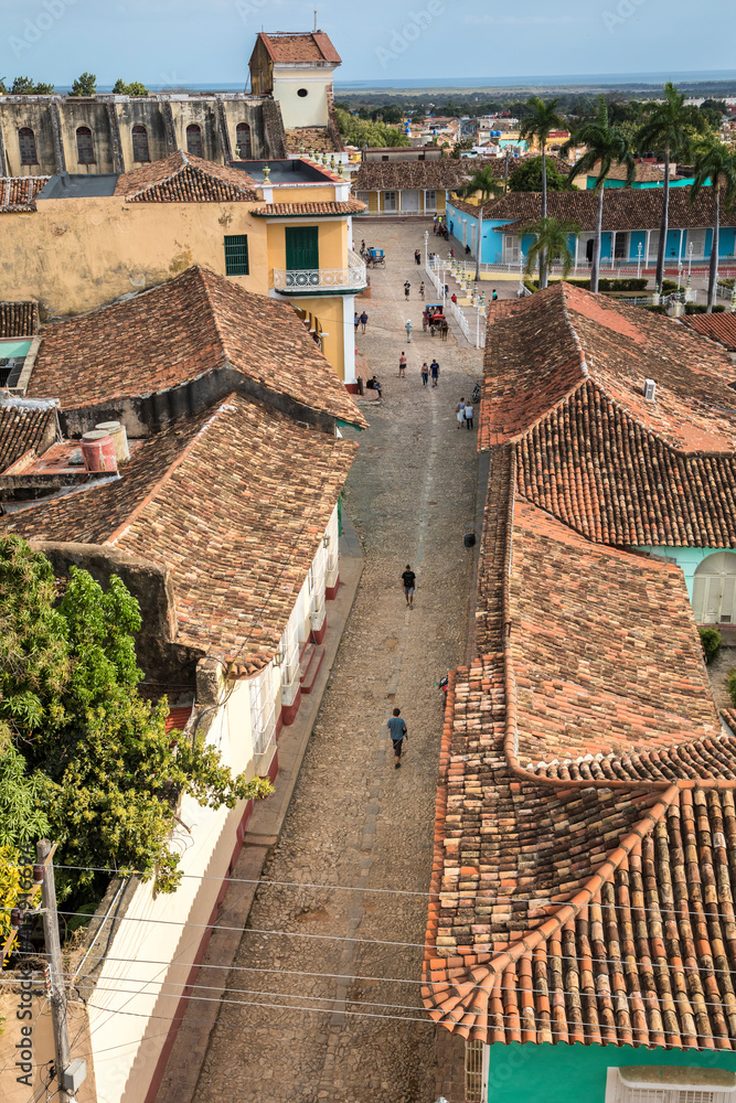 联合国教科文组织遗产地古巴特立尼达街道俯视图