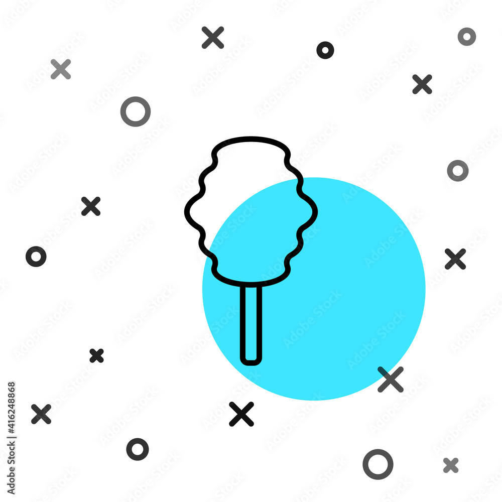 Black line Cotton candy icon isolated on white background. Random dynamic shapes. Vector.