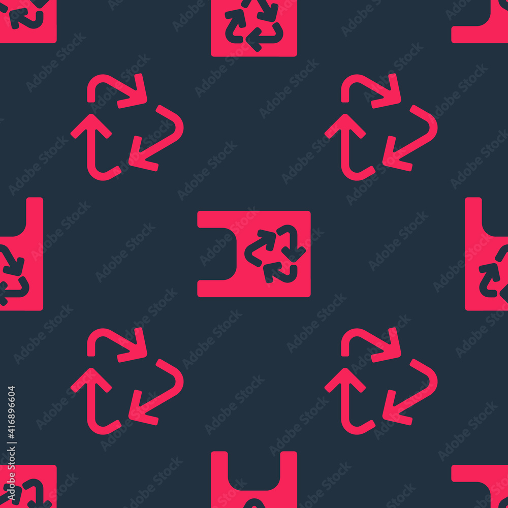 Set Recycle symbol and Plastic bag with recycle on seamless pattern. Vector.