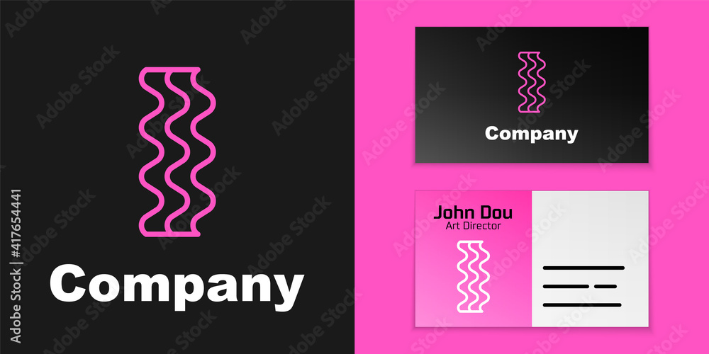 Pink line Bacon stripe icon isolated on black background. Logo design template element. Vector.